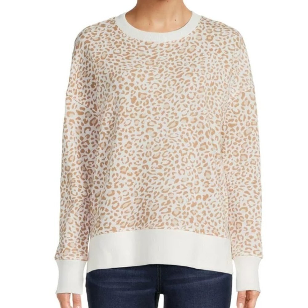 Time and Tru Women's Long Sleeve Leopard Animal Print Sweatshirt M 8-10 NWOT